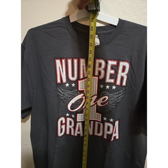 Number 1 Grandpa T Shirt Mens XL Short Sleeve Gray Wings - Picture 9 of 11